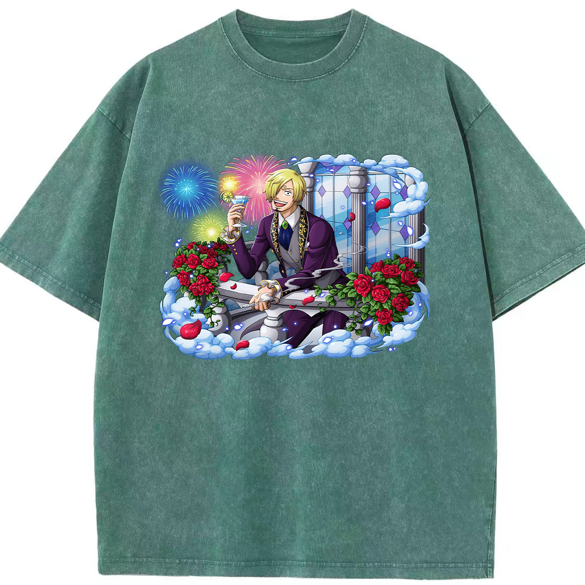 ワンピース サンジ ONE PIECE Sanji 綿100% ヴィンテージ風 半袖Tシャツ（フロントプリント）